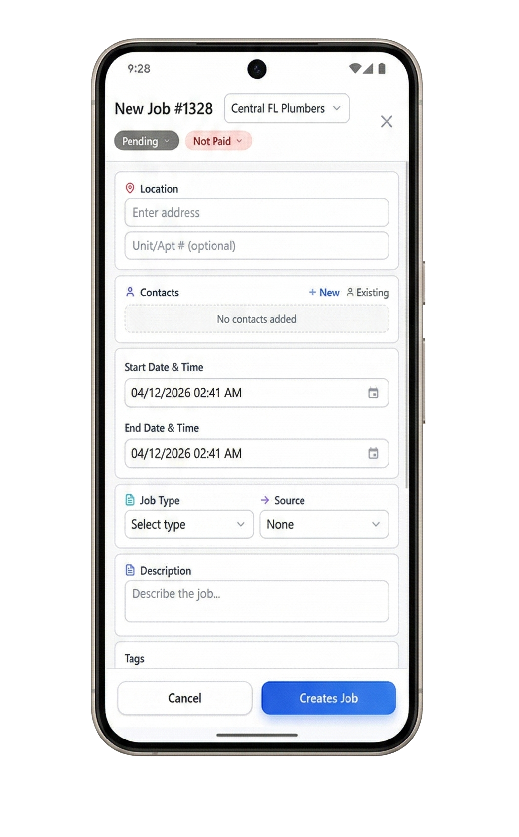 Service Strike mobile scheduling