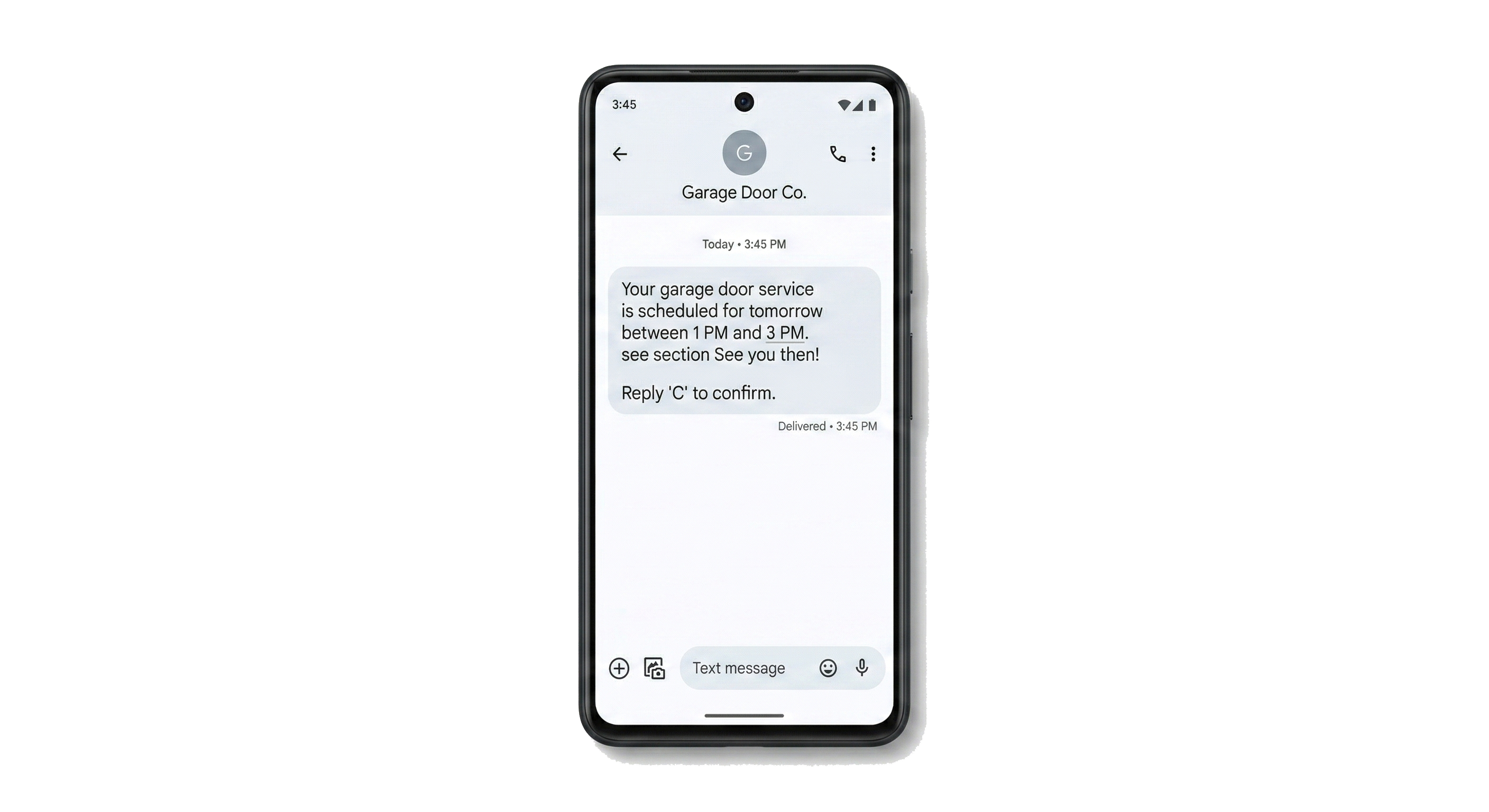 Service Strike SMS reminder preview
